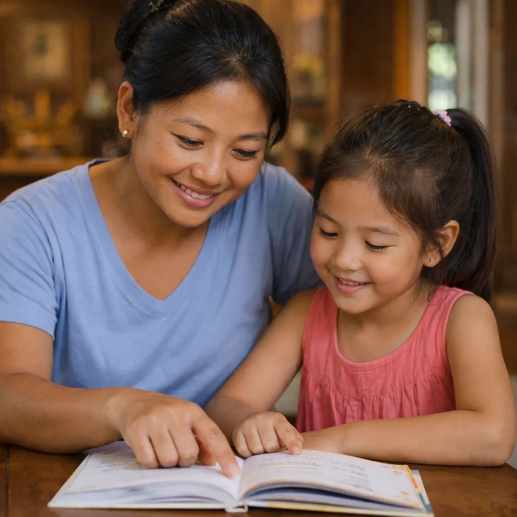 nanny teaching children